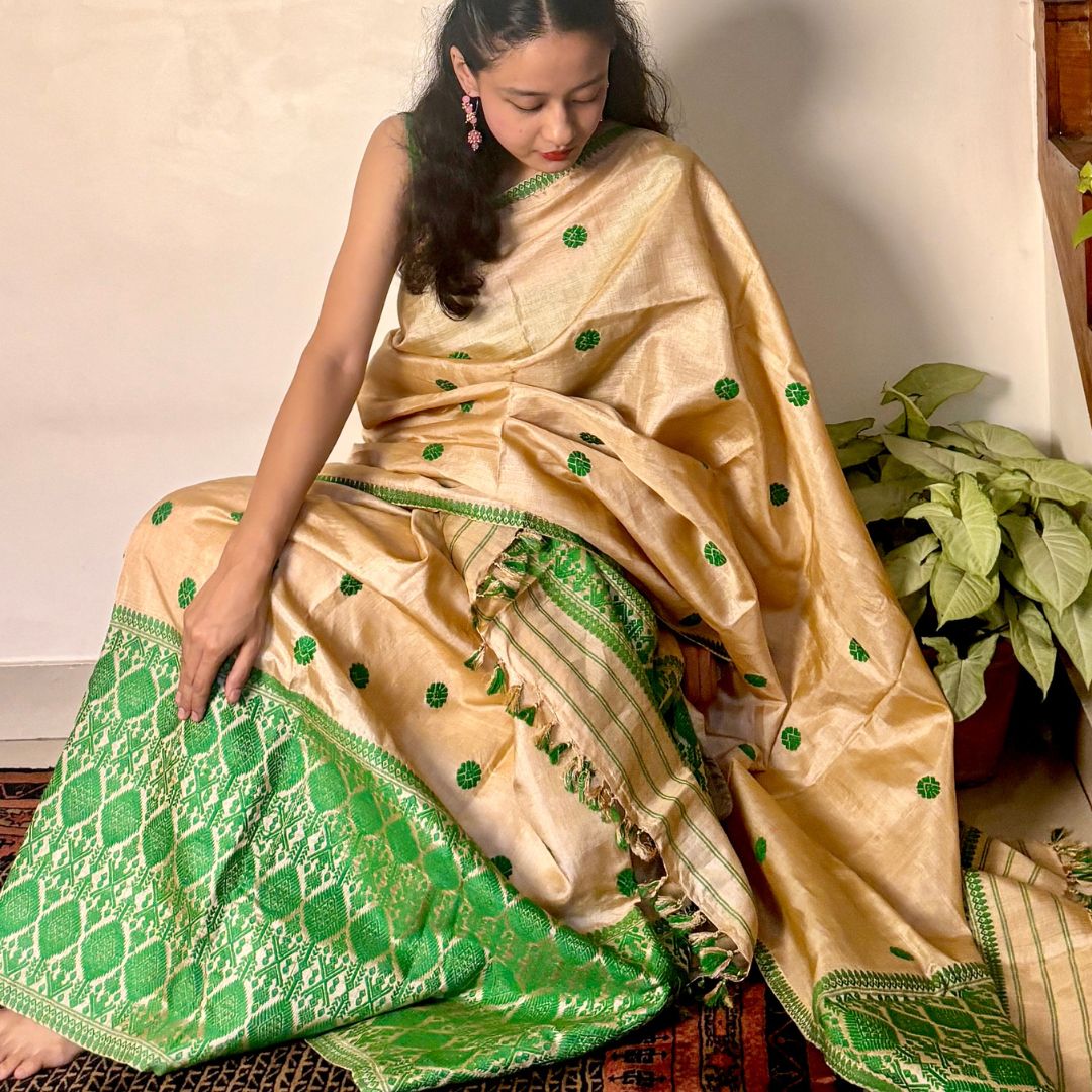 tussar silk mekhela sador