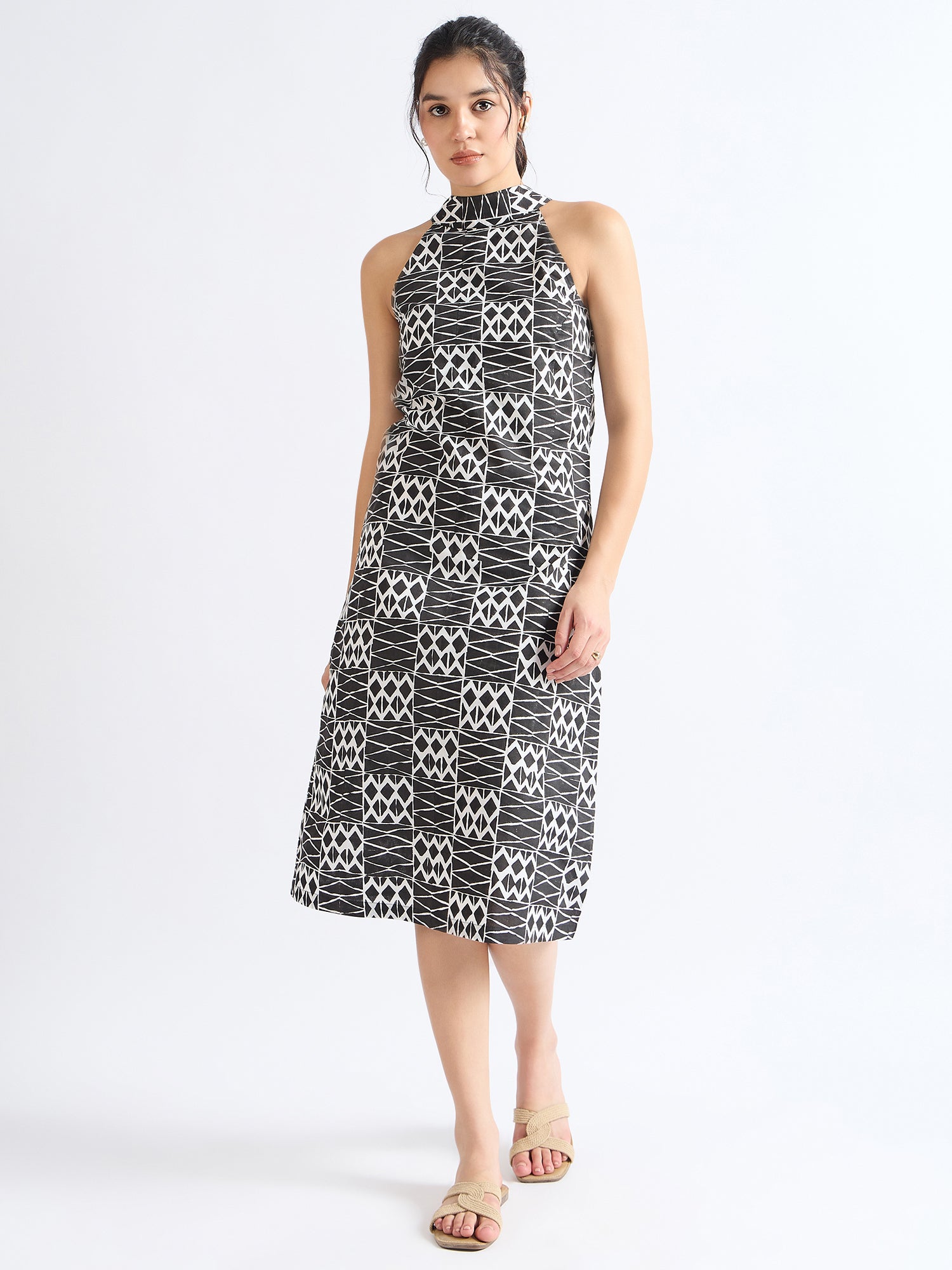 halter neck dress womens Halter Neck Dress with Tie-Up Bow Detail for Women