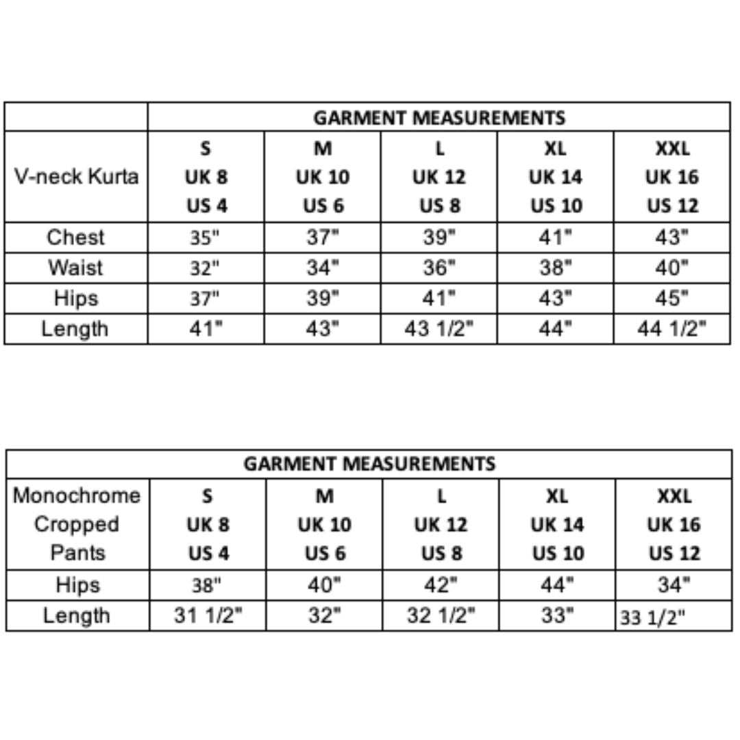 Modern Basics V-Neck Kurta Set for Women | Black & White