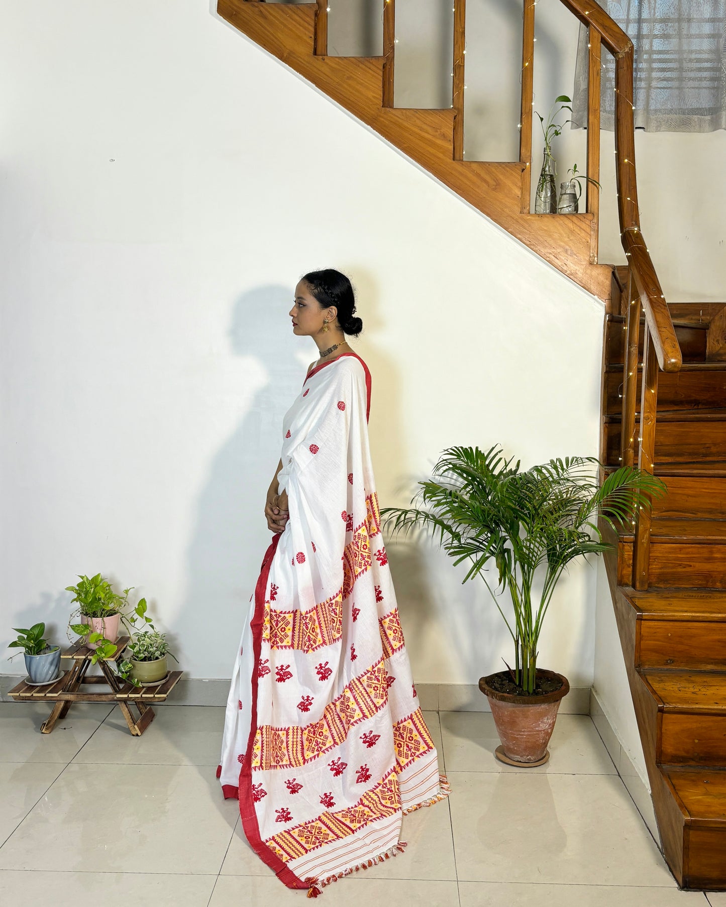 Cotton Saree with Traditional 'Bisoni' Motif
