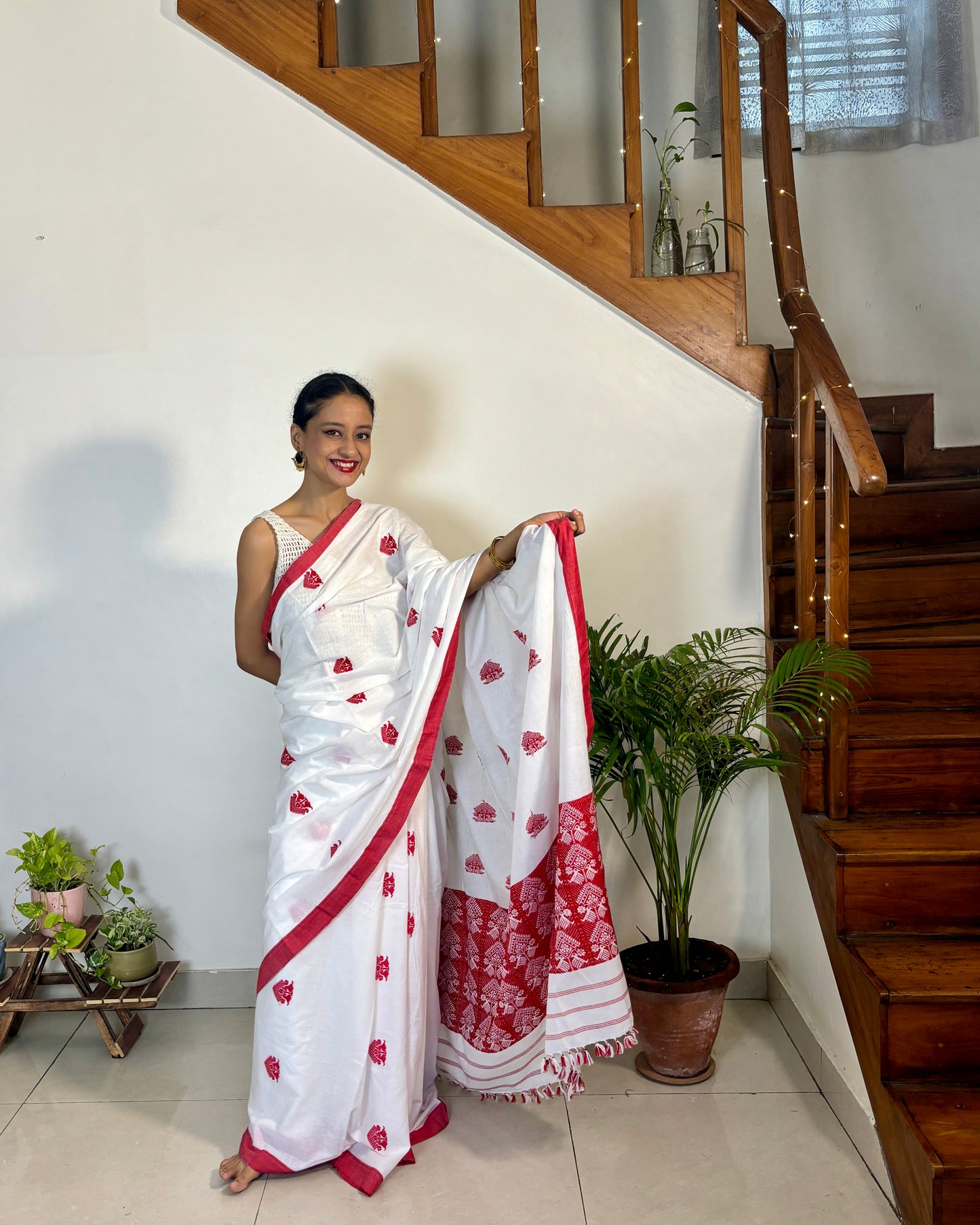 Cotton Saree with Traditional 'Gos' Motif
