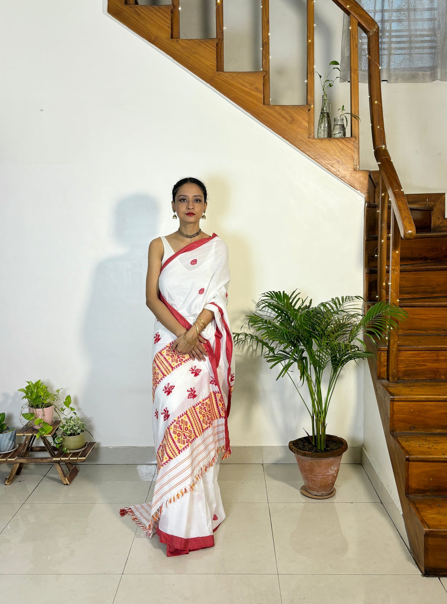 Cotton Saree with Traditional 'Bisoni' Motif