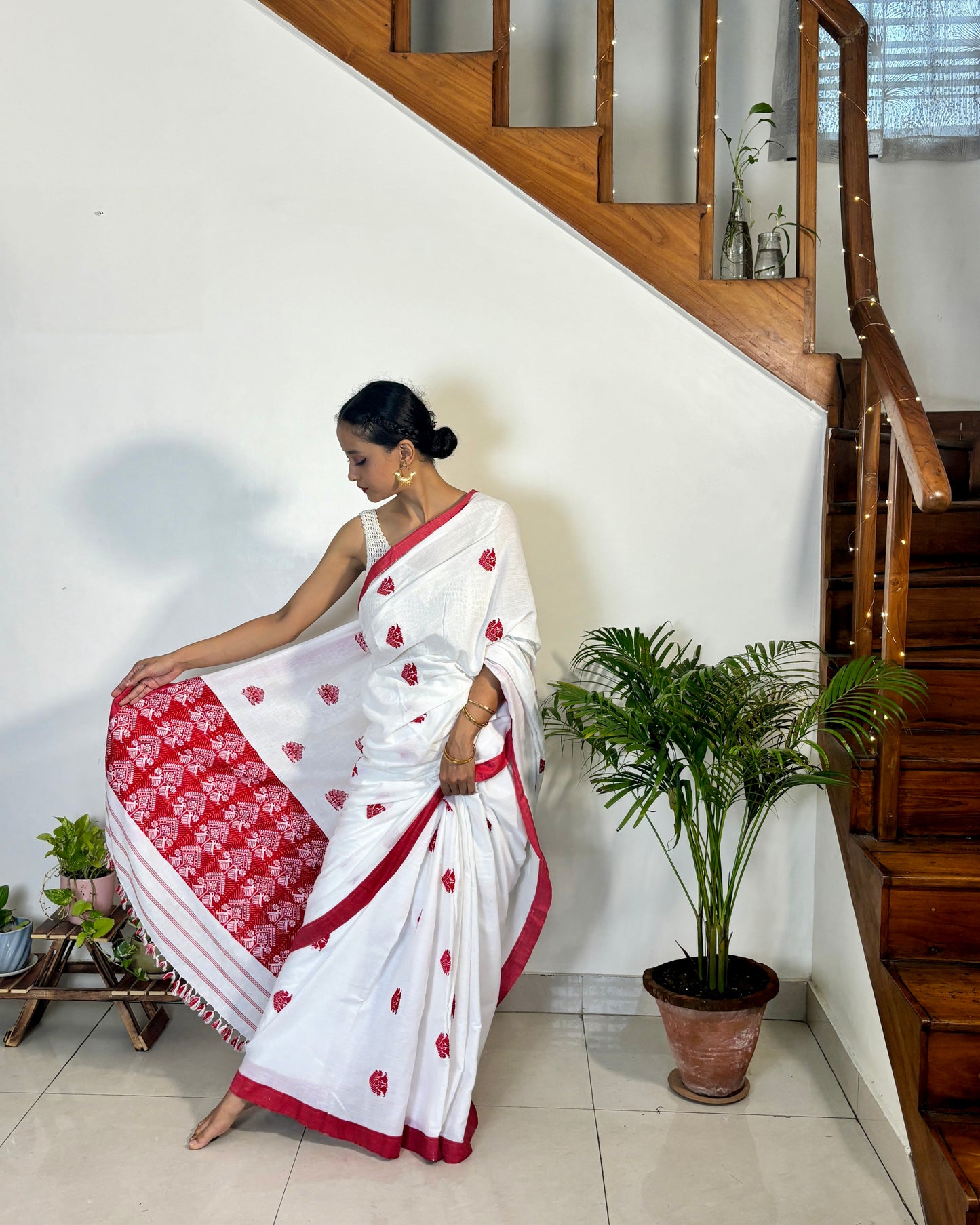 Cotton Saree with Traditional 'Gos' Motif