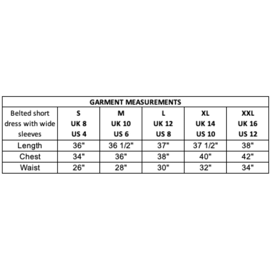 Belted Fit and Flared Dress with Wide Sleeves for Women | Black