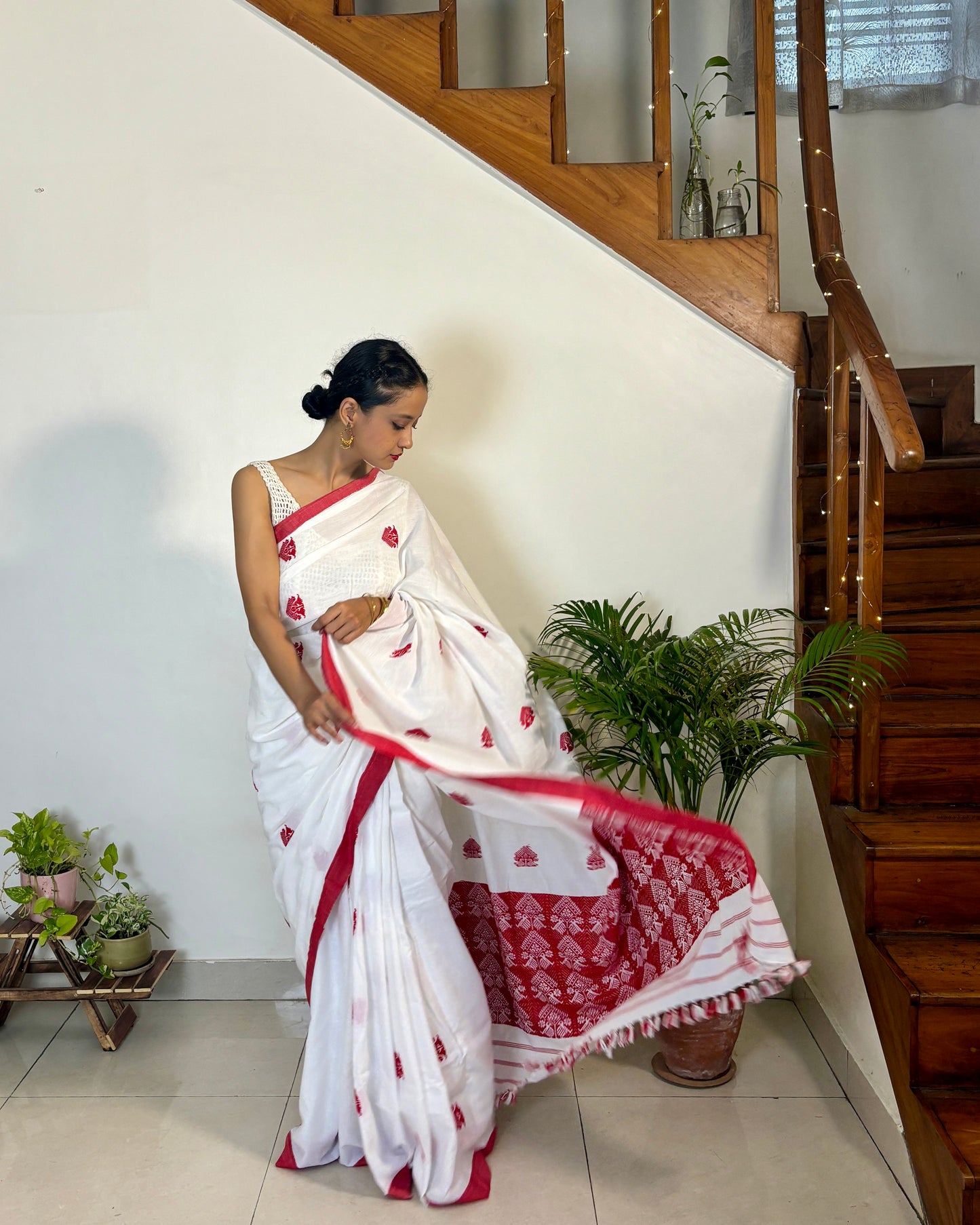 Cotton Saree with Traditional 'Gos' Motif