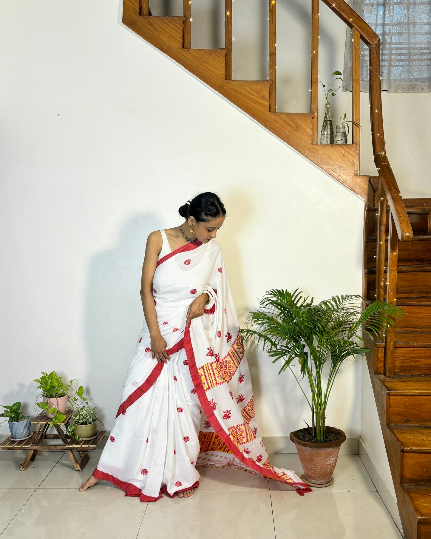 Cotton Saree with Traditional 'Bisoni' Motif