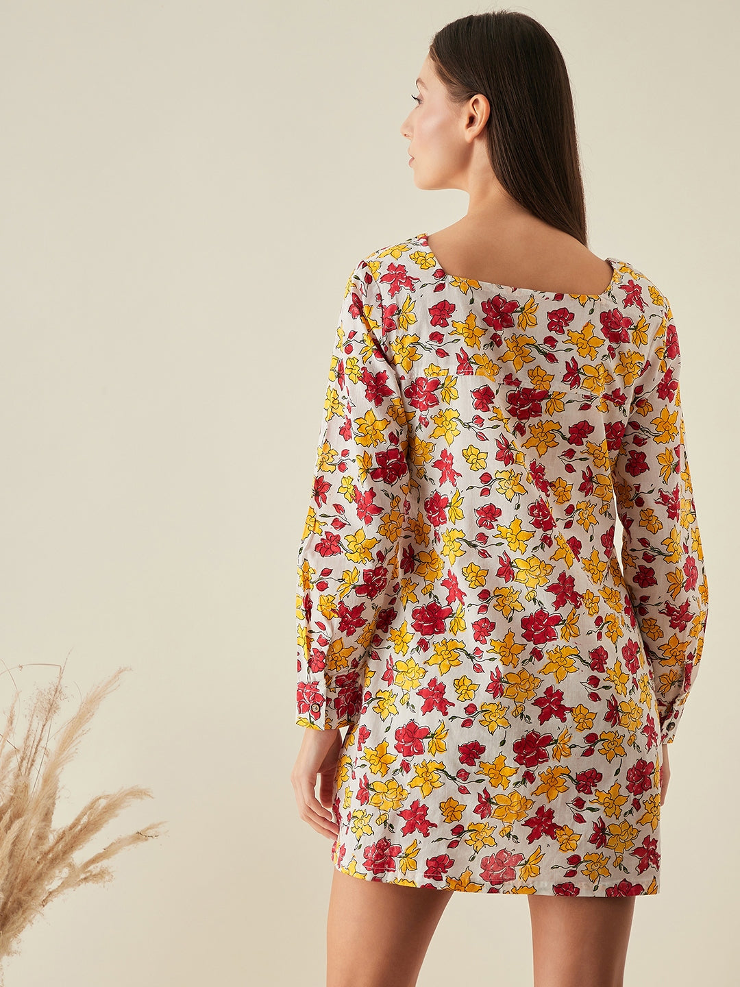 Mini dress for women | Red, yellow, white