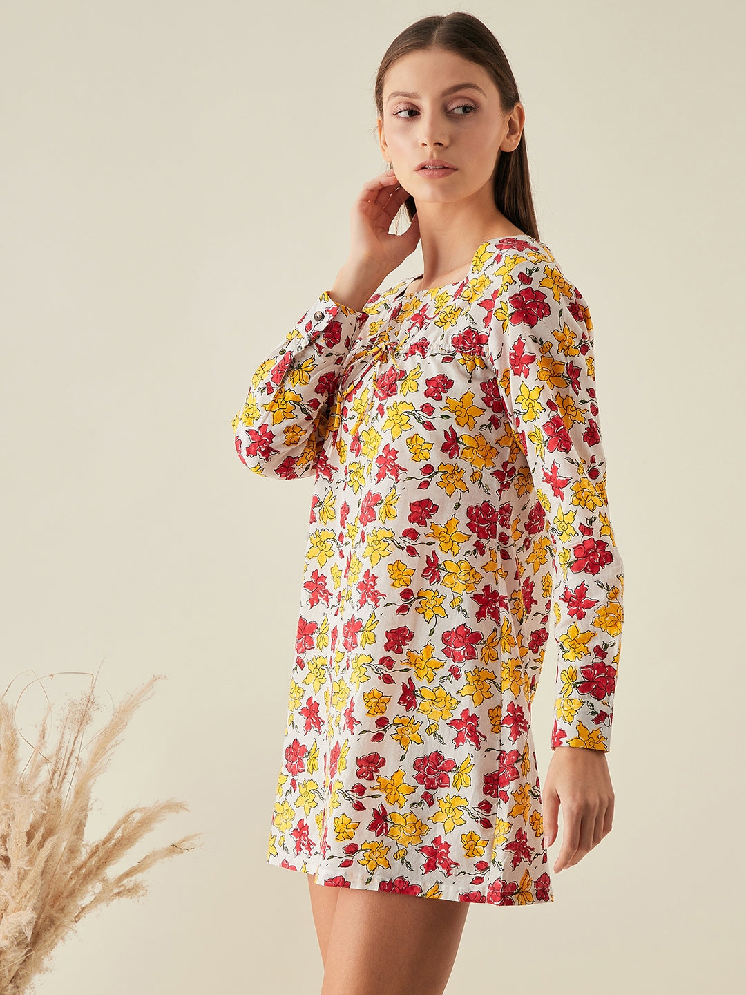 Mini dress for women | Red, yellow, white