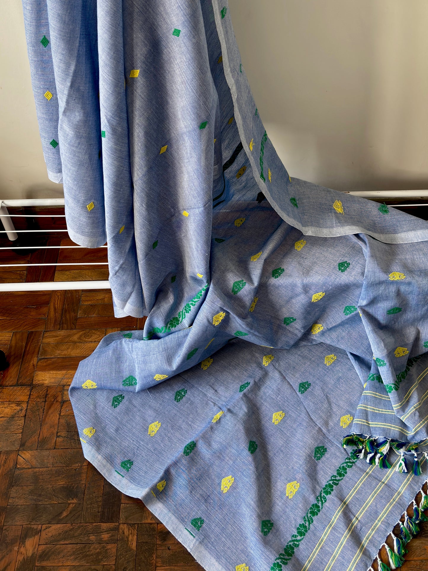 Handloom Cotton Saree | Bluebell Breeze Summer Saree | Blue with Motifs