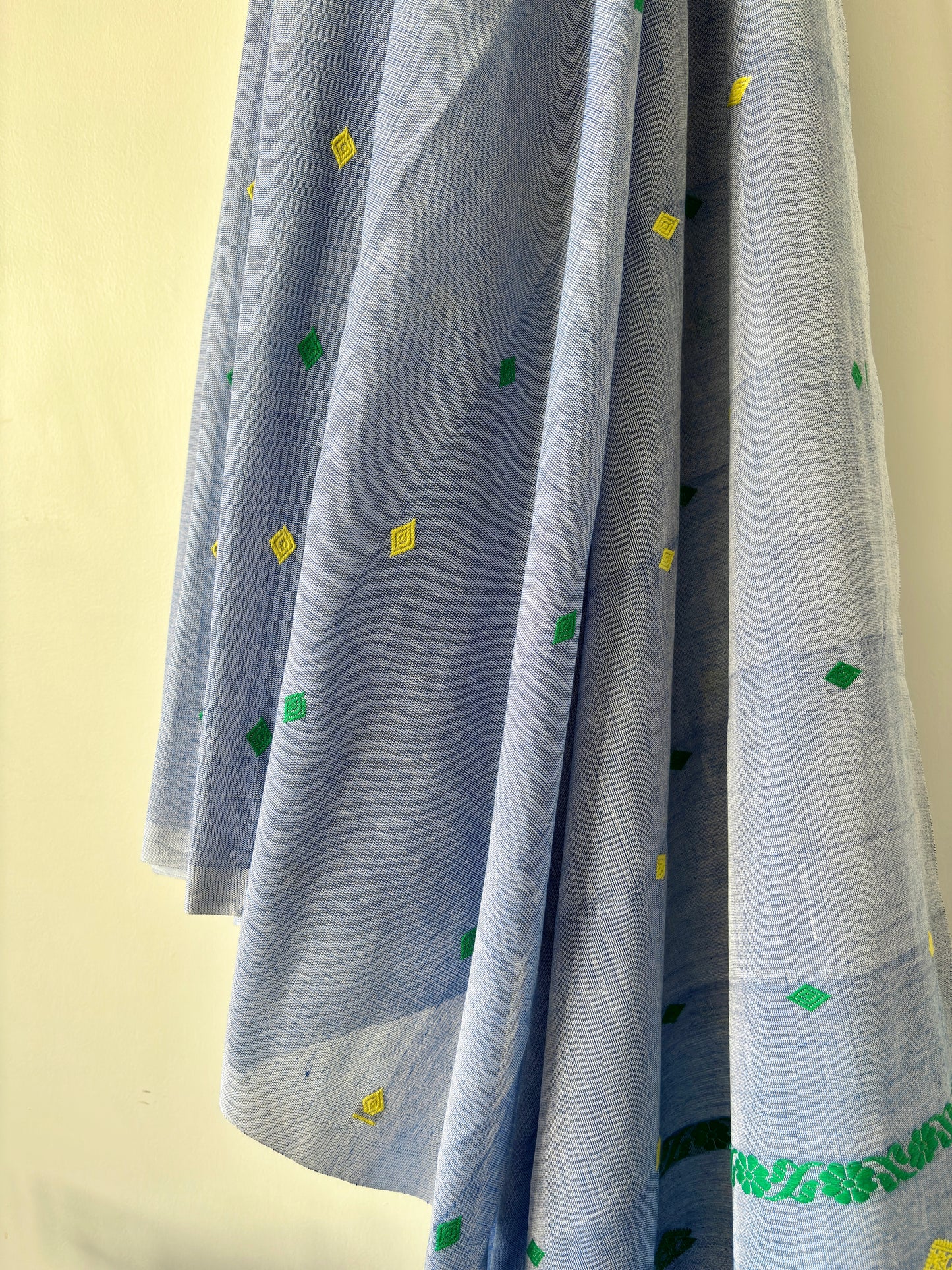 Handloom Cotton Saree | Bluebell Breeze Summer Saree | Blue with Motifs