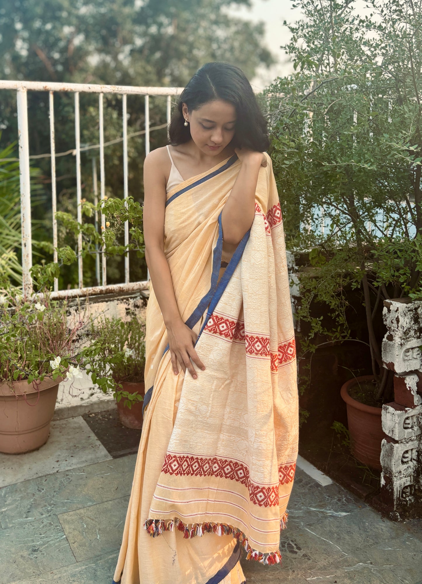 Handwoven Cotton Silk Sari | Butter Yellow