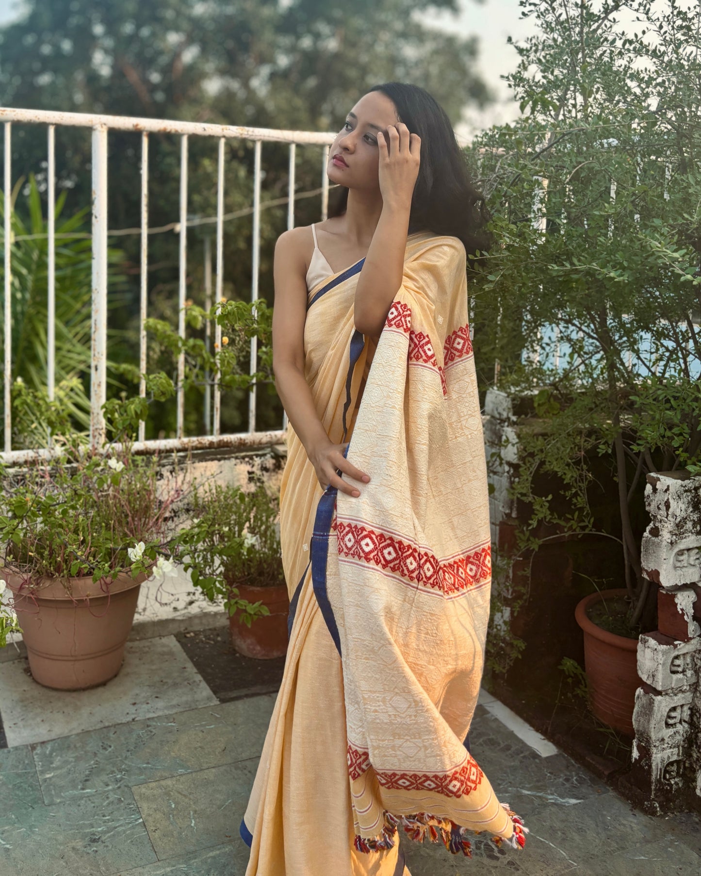 Handwoven Cotton Silk Sari | Butter Yellow