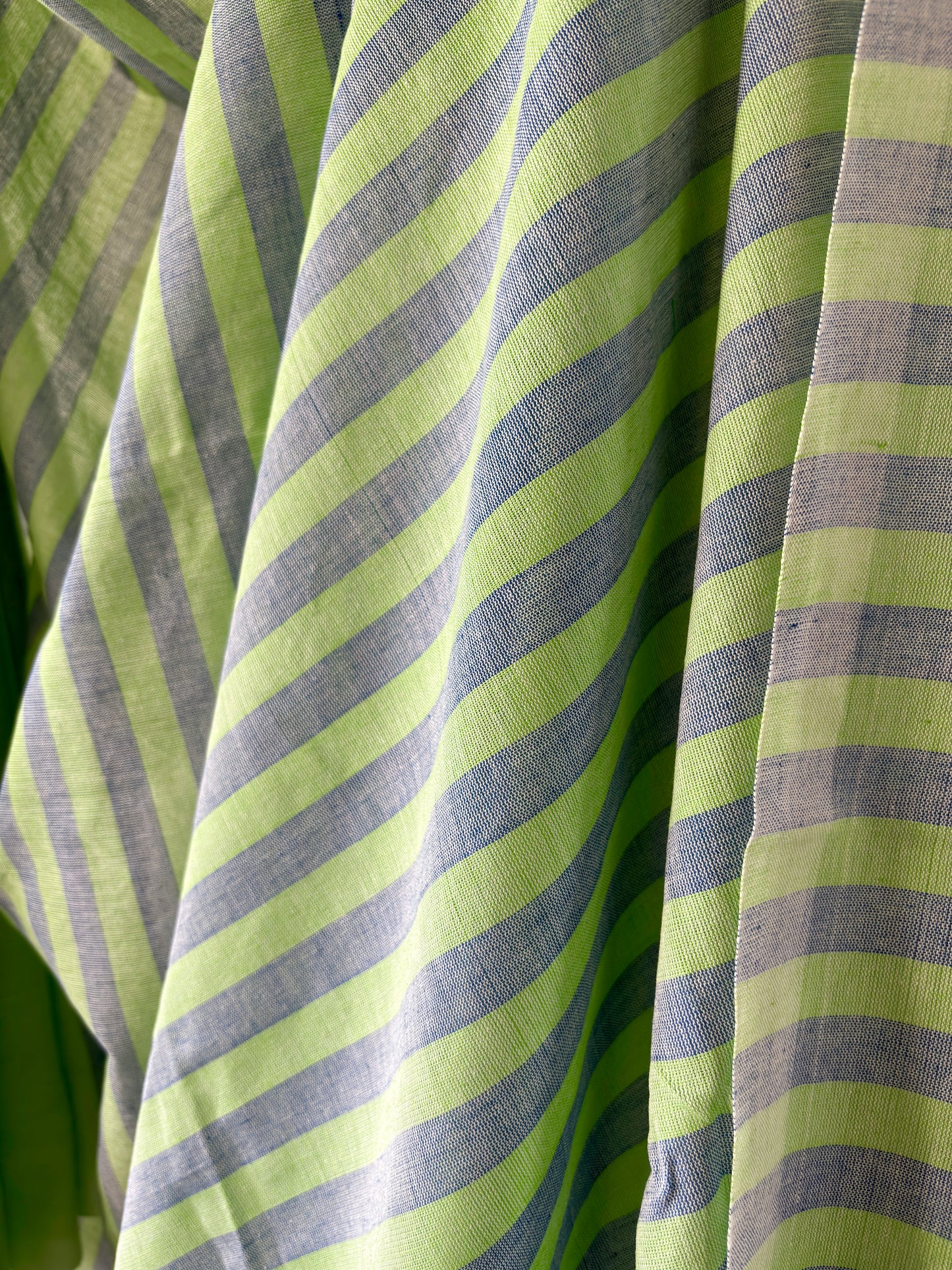 green & blue stripes cotton saree