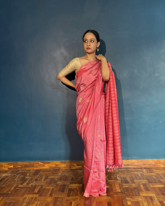 Mulberry Silk - Cotton Sari | Pink