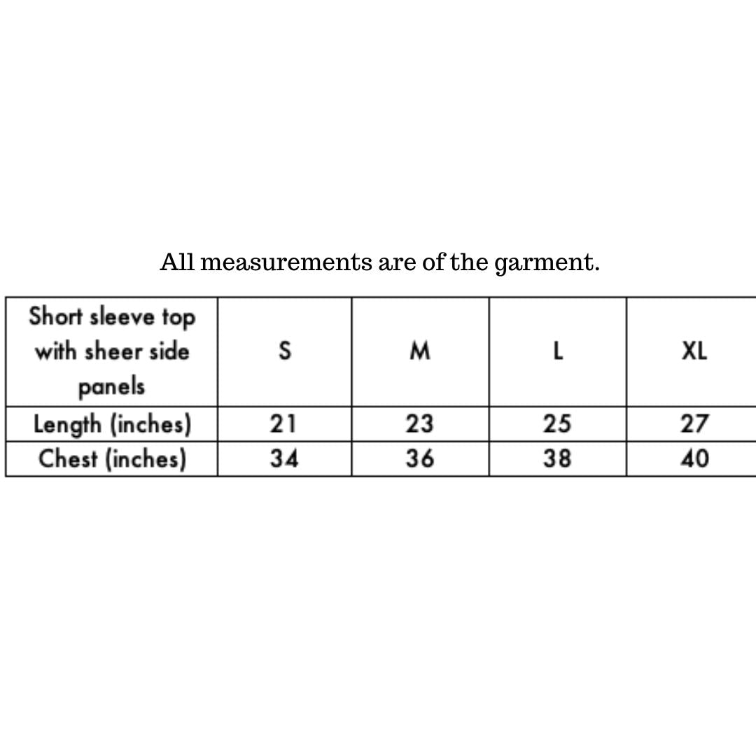 Blush pink top with sheer side panels