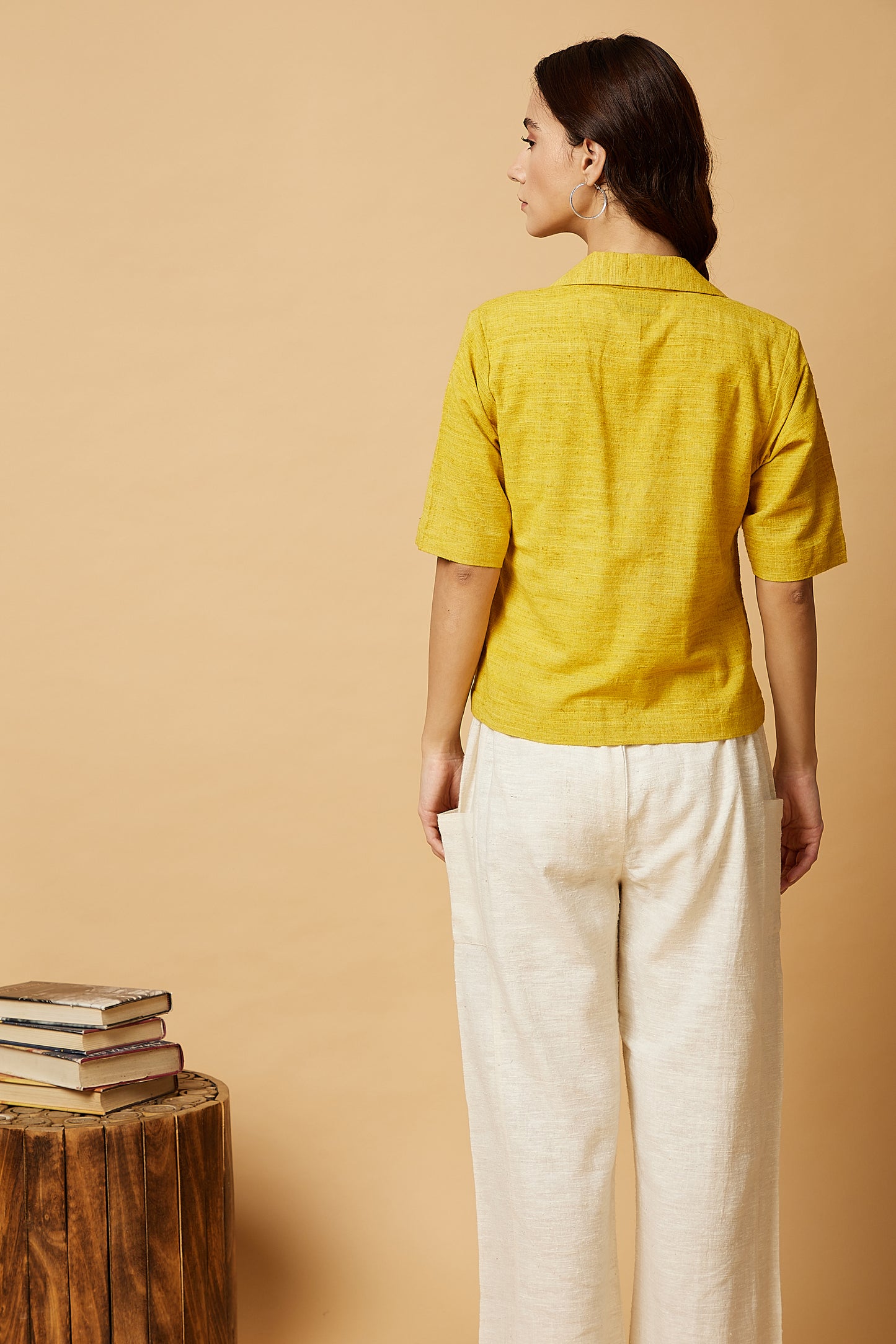 Notch collar shirt in yellow