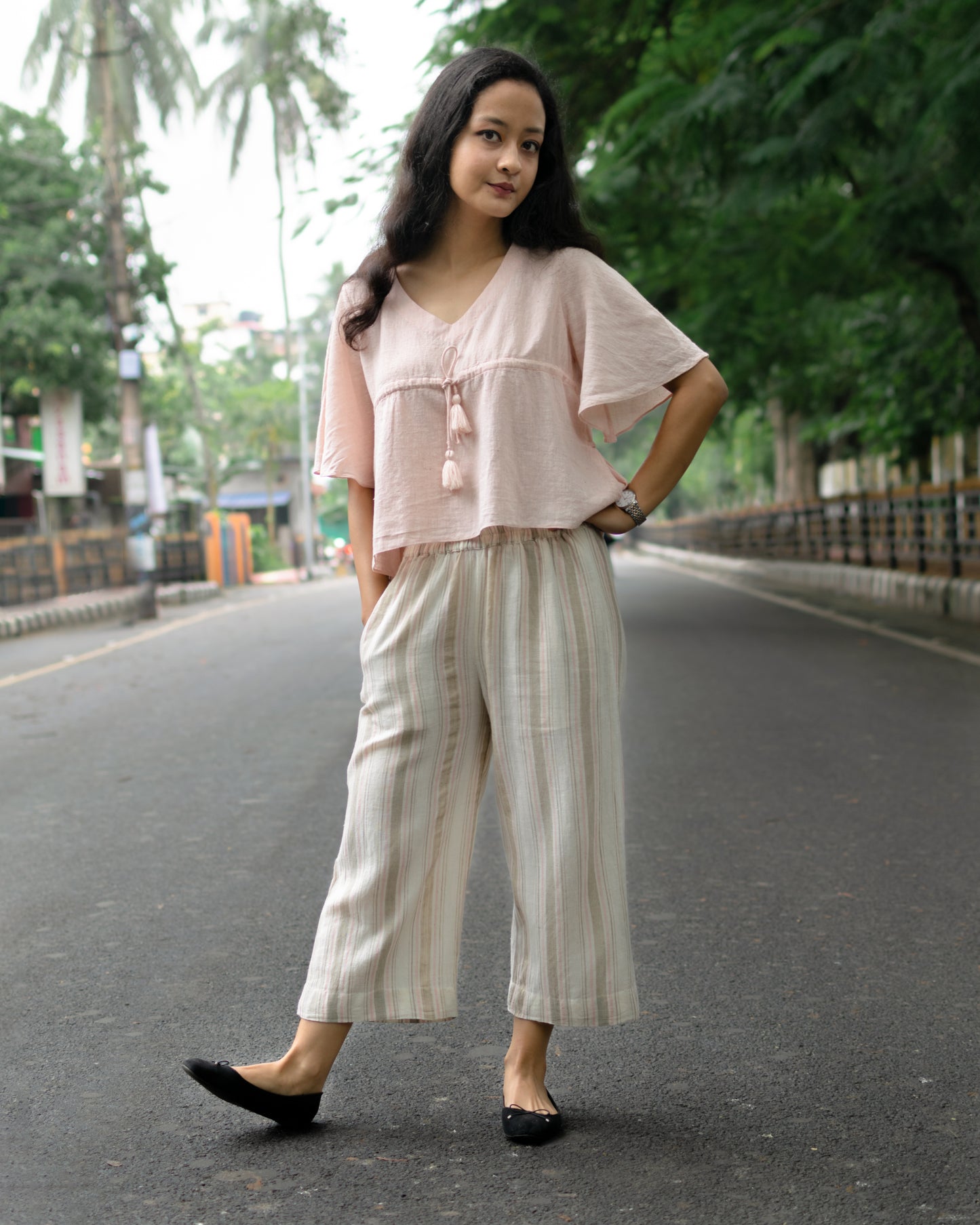 Loose fit cotton pants for women