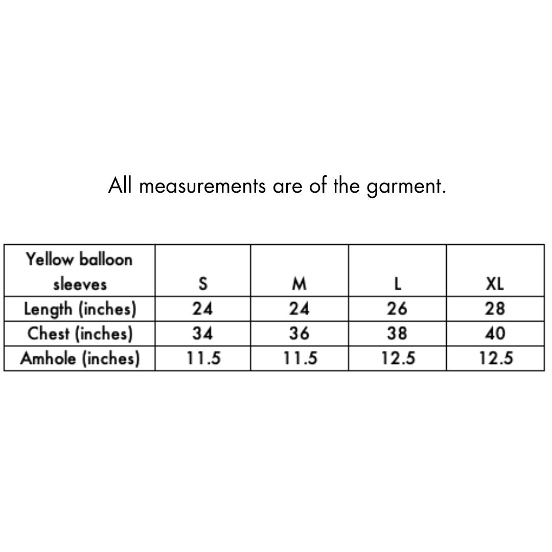 Balloon sleeves top with ties in lemon yellow