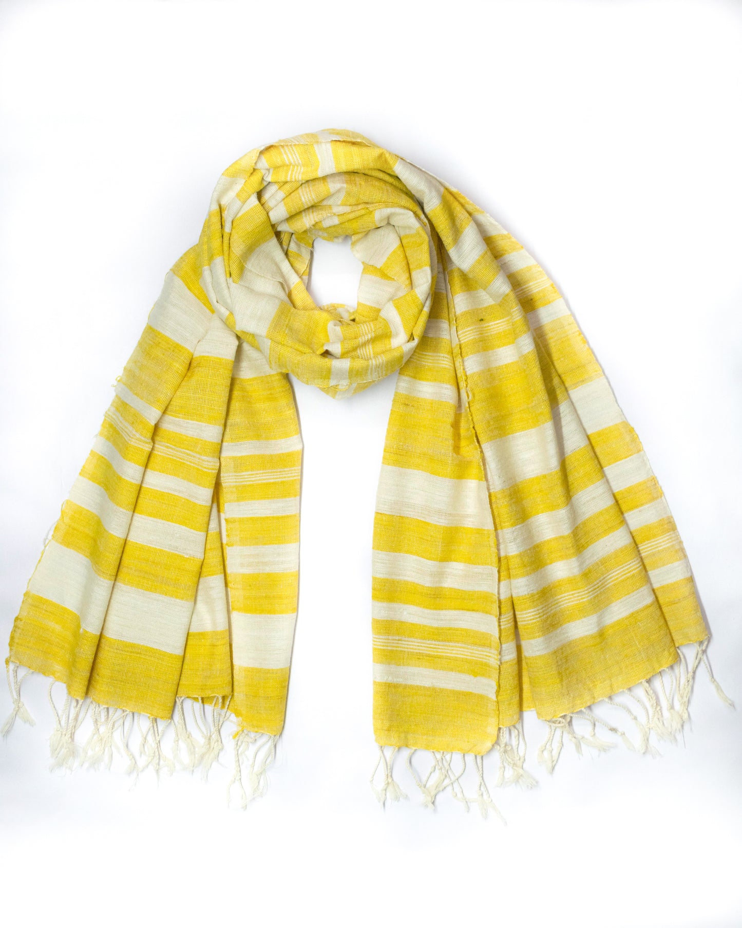 Peace Silk Scarf in yellow stripes