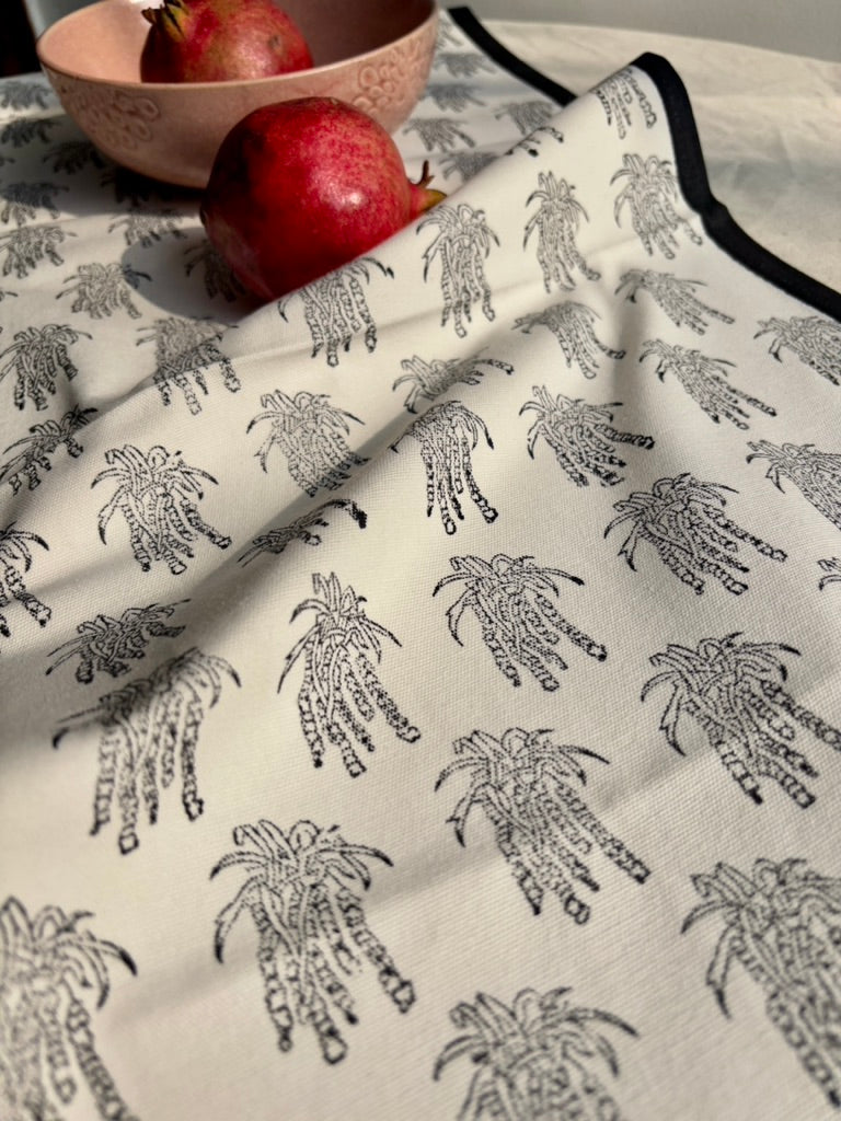 Monochrome Hand Block Printed Table Runner | Black & Off-White
