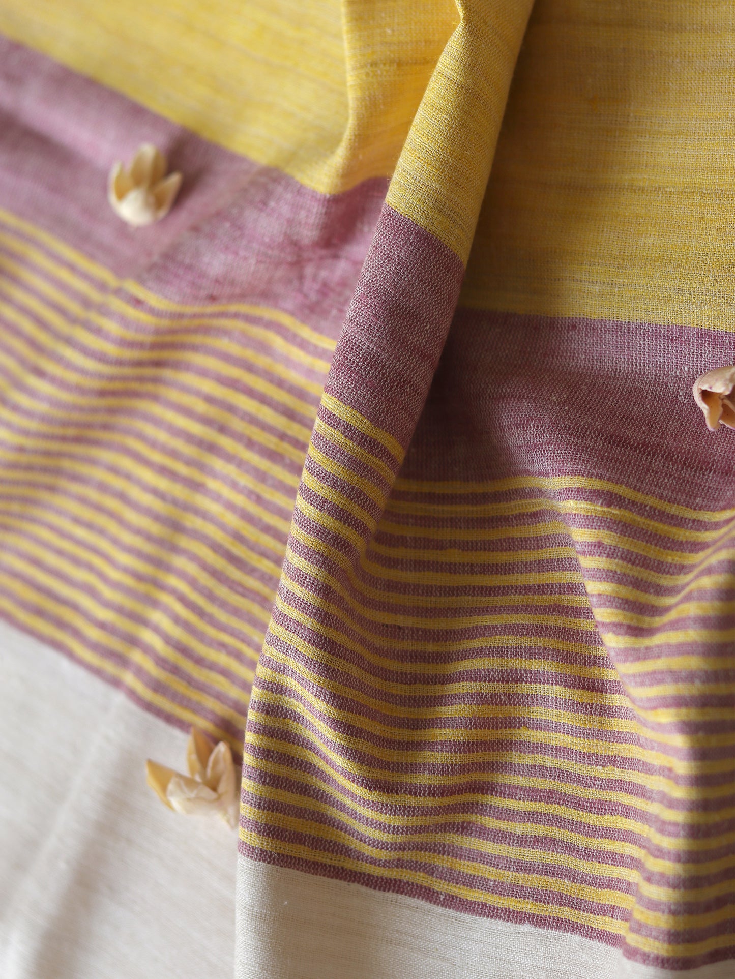 Ahimsa Silk Scarf in yellow & pink stripes