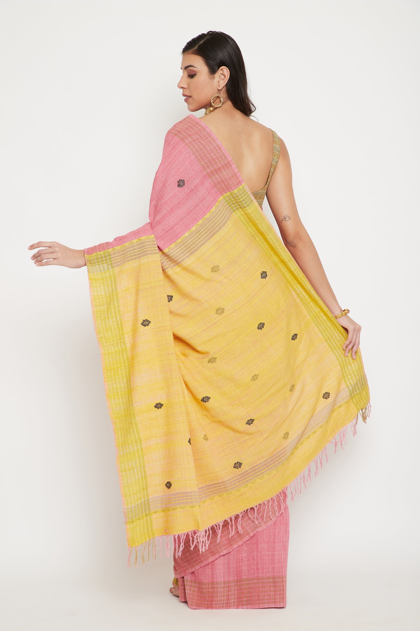 Pink handwoven Eri silk saree