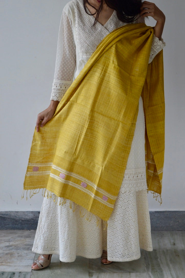 Naturally dyed Eri silk scarf
