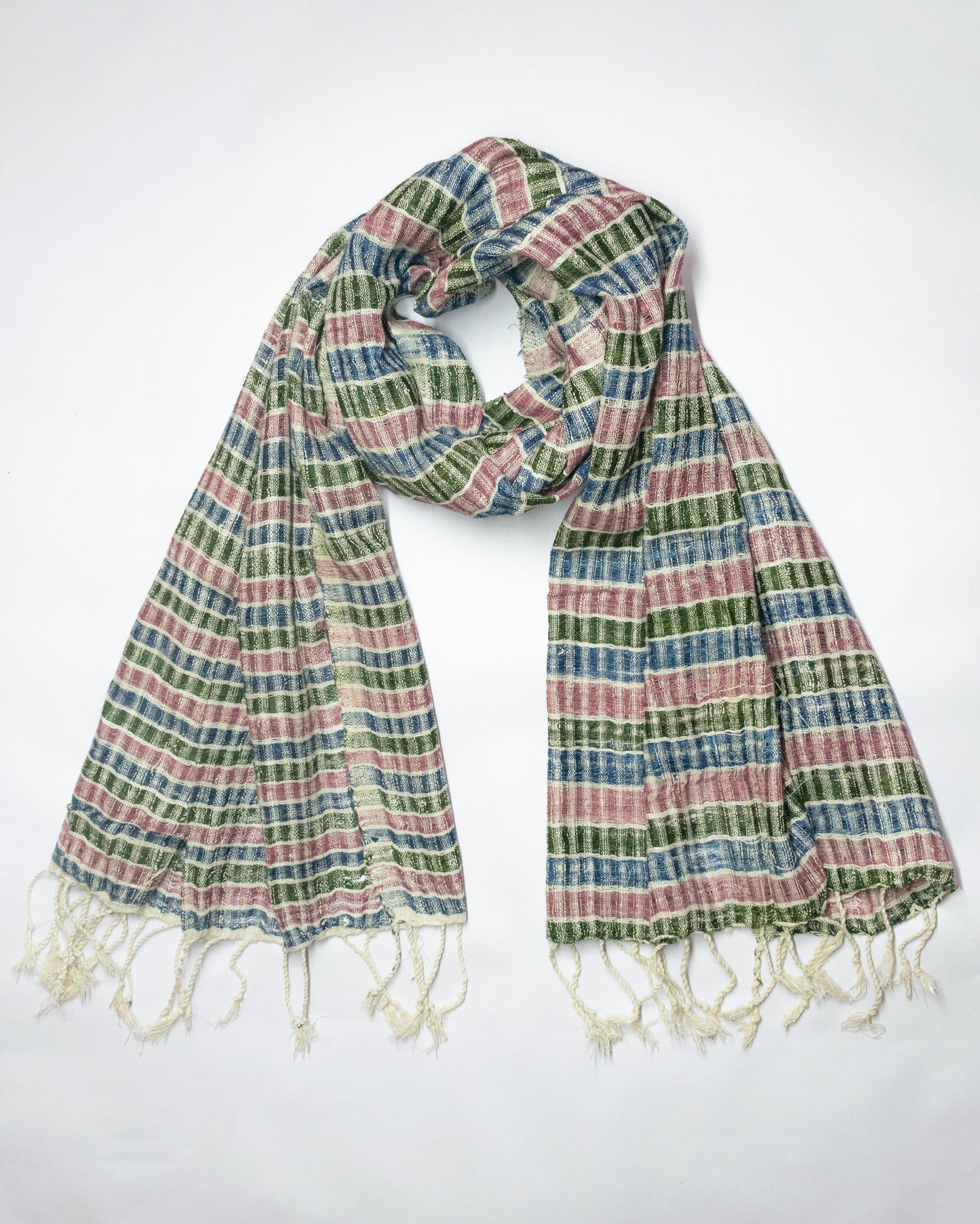 Green, pink & blue stripes Peace Silk Scarf