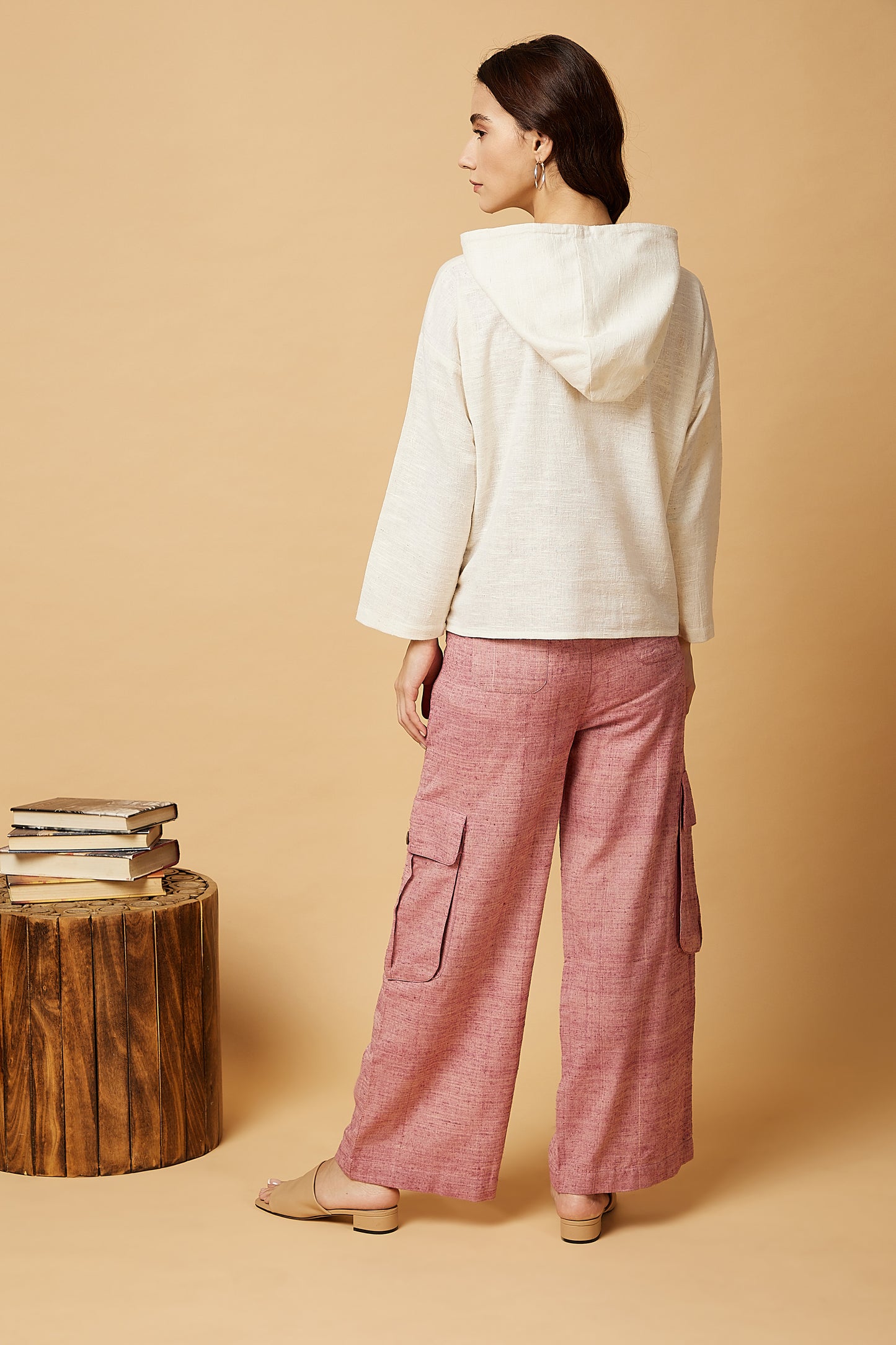 Cargo style wide-leg pants in pink