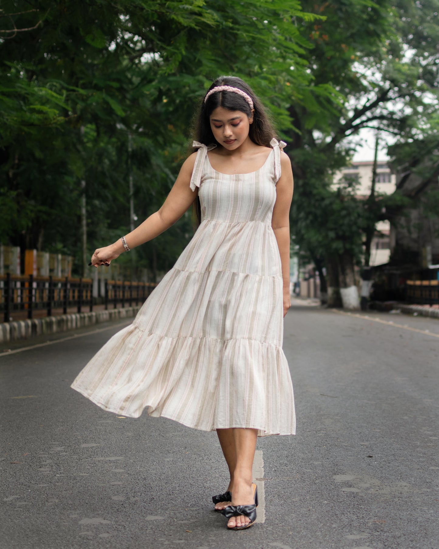 Tiered midi dress for women