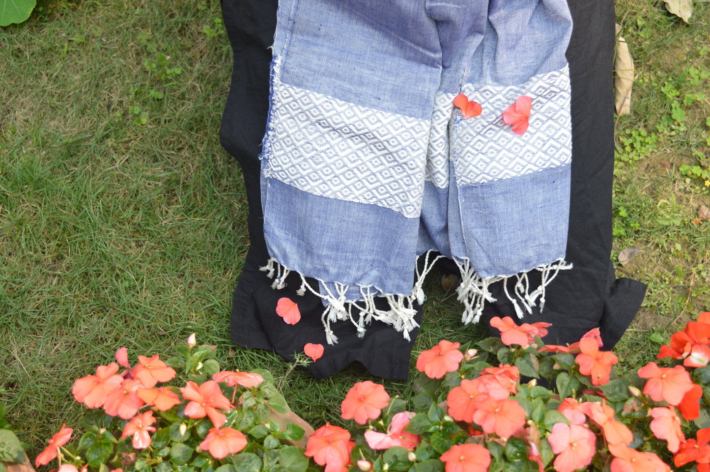 Denim Blue Silk Blend Scarf