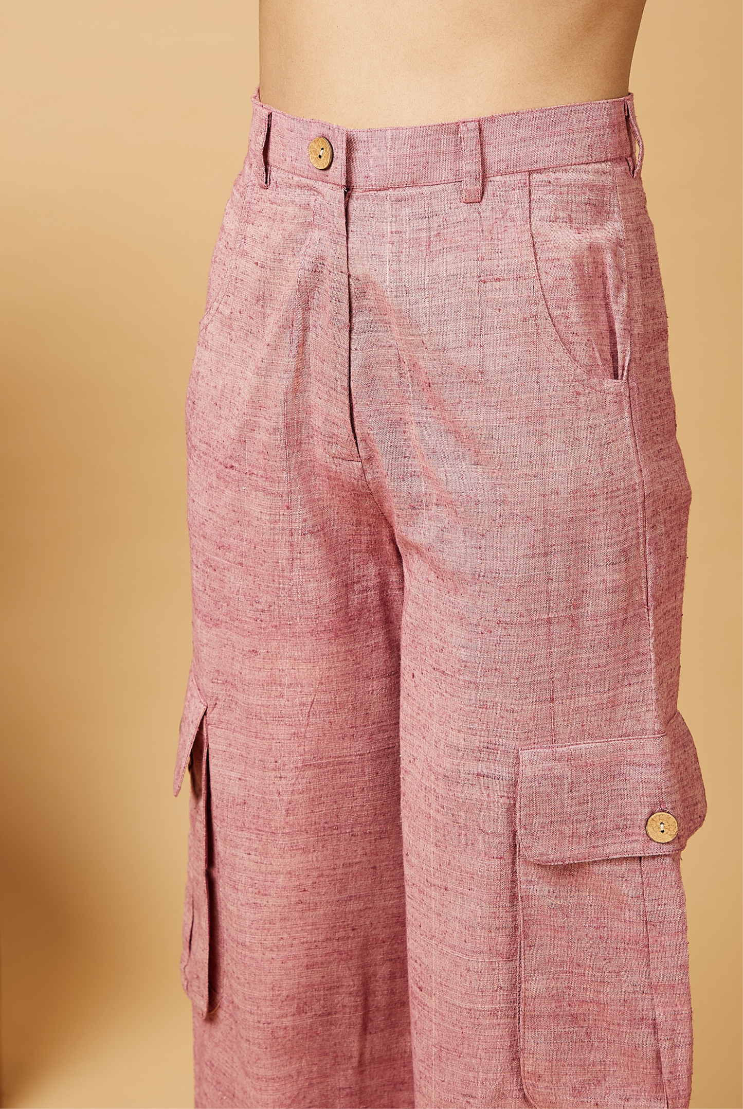 Cargo style wide-leg pants in pink