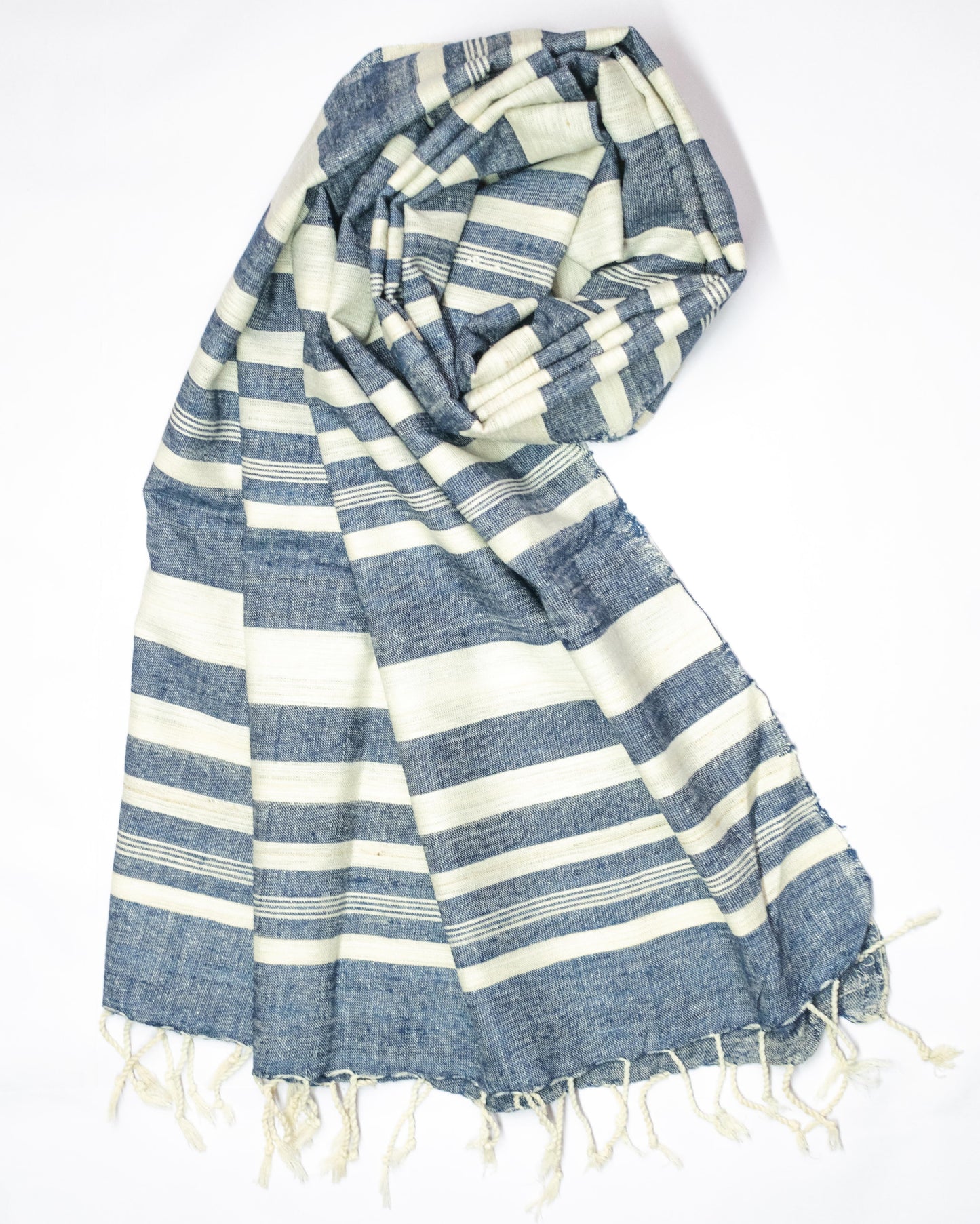 Peace Silk Scarf in blue stripes