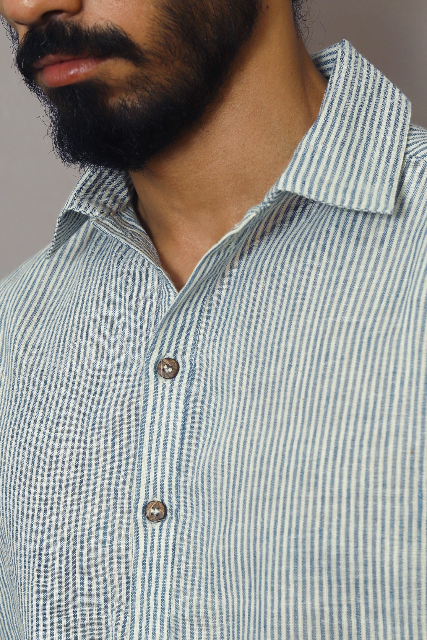 Blue striped half sleeved shirt for Men