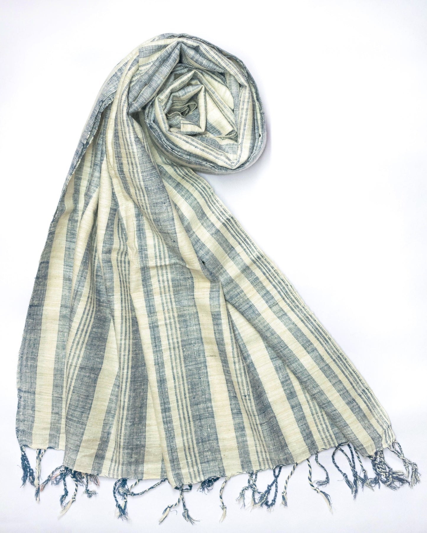 Peace Silk Scarf in blue stripes
