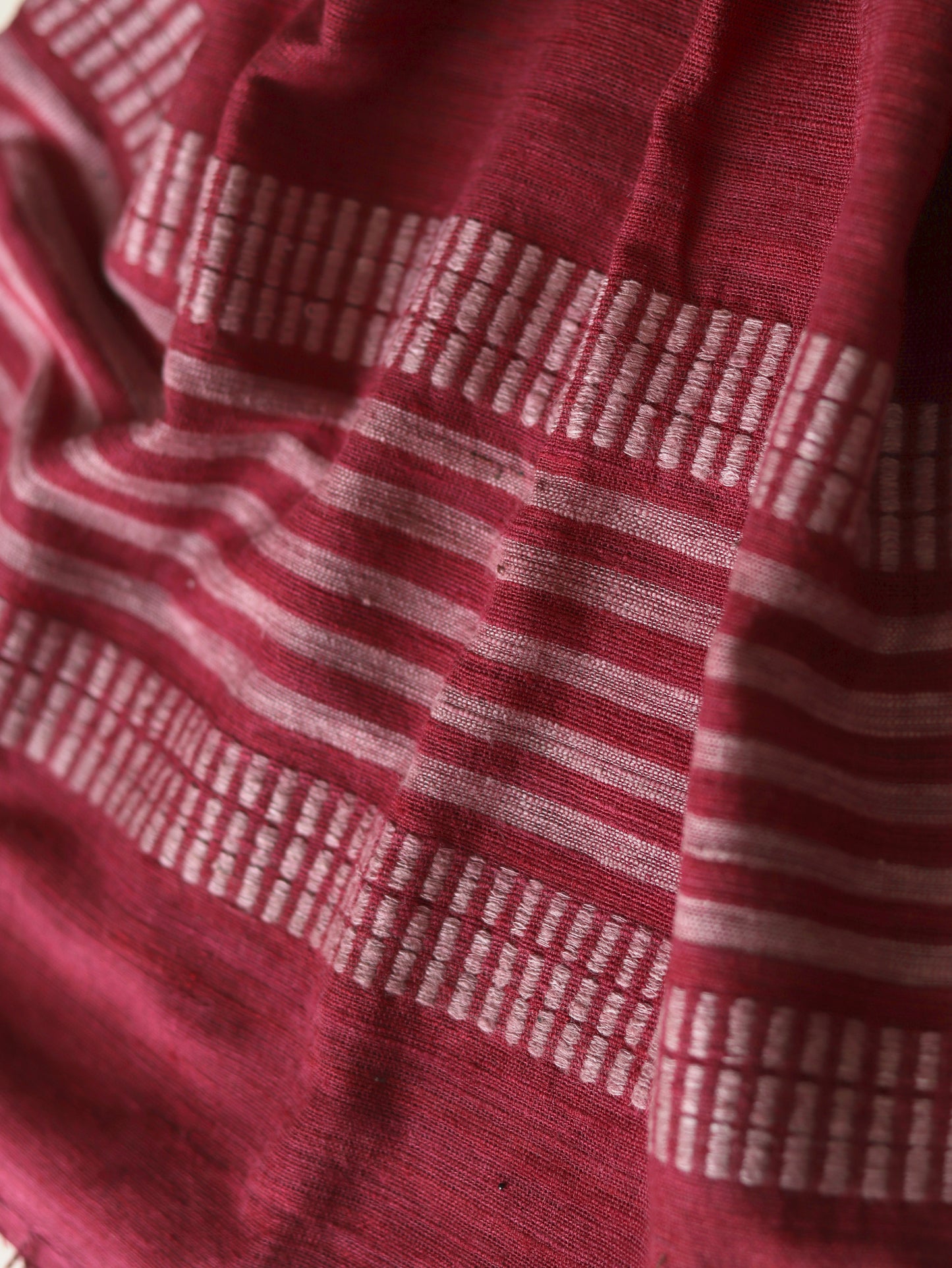 Ahimsa Silk Scarf in red with pink border