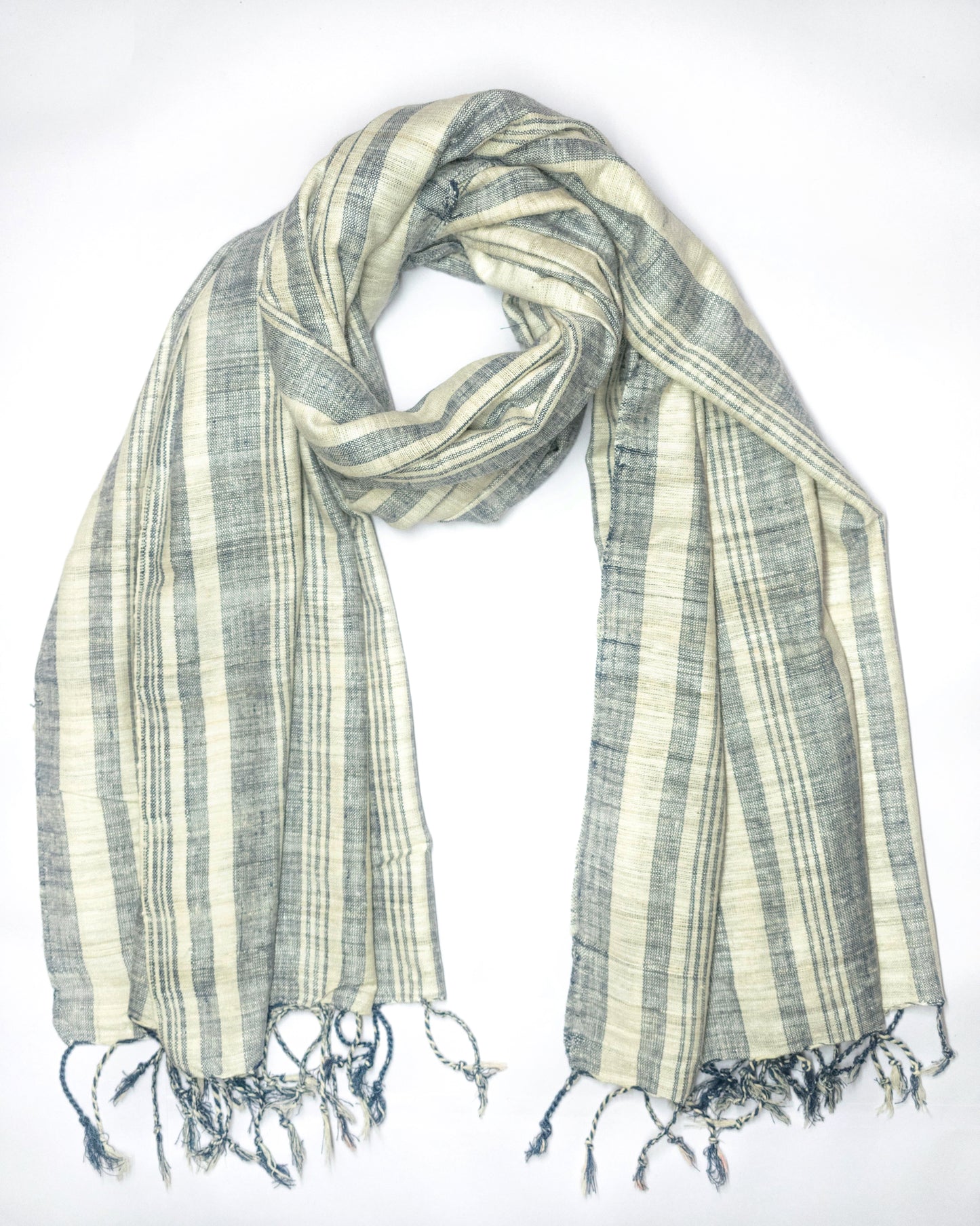 Peace Silk Scarf in blue stripes
