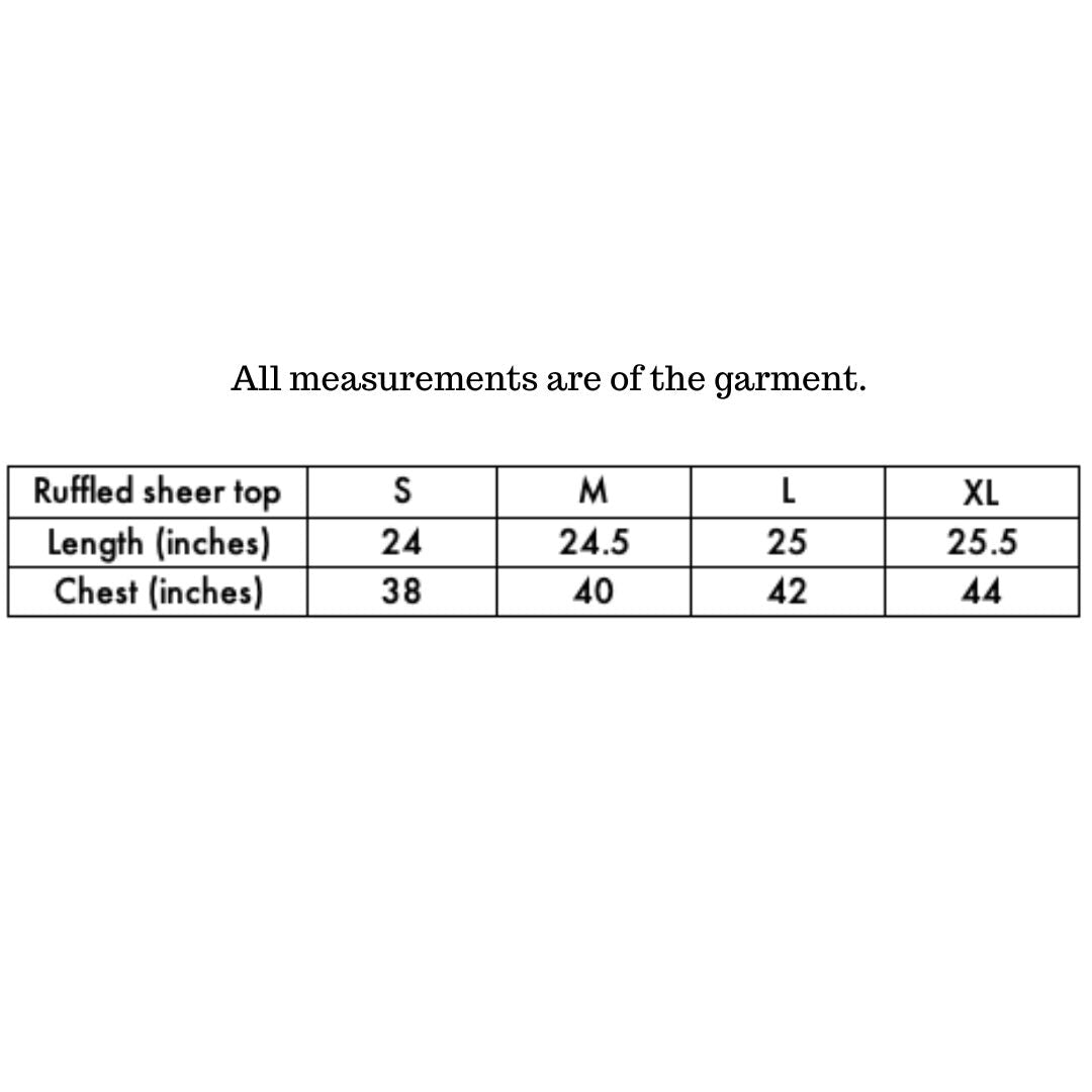 Ruffled long sleeve sheer top in blush pink