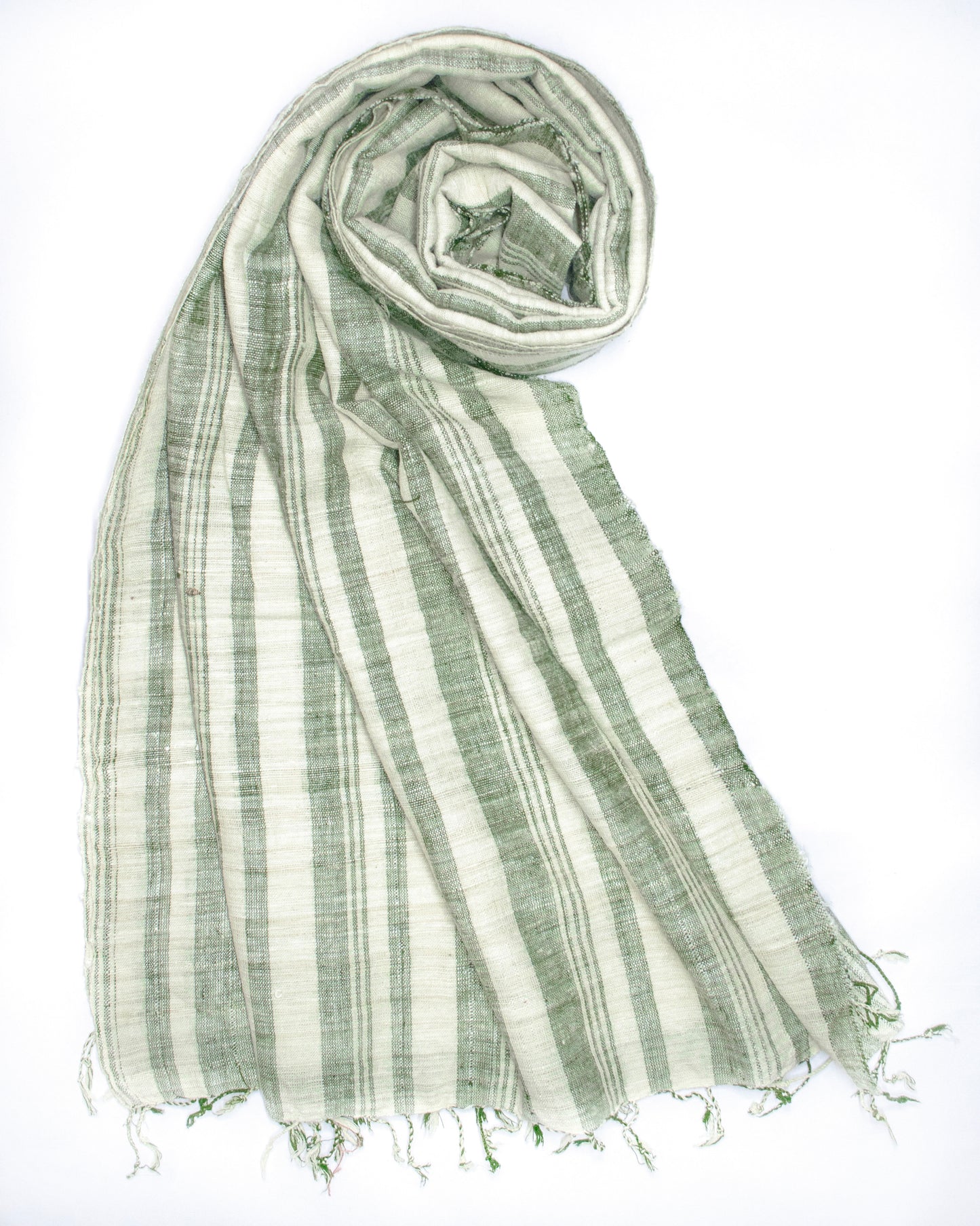 Peace Silk Scarf in green stripes