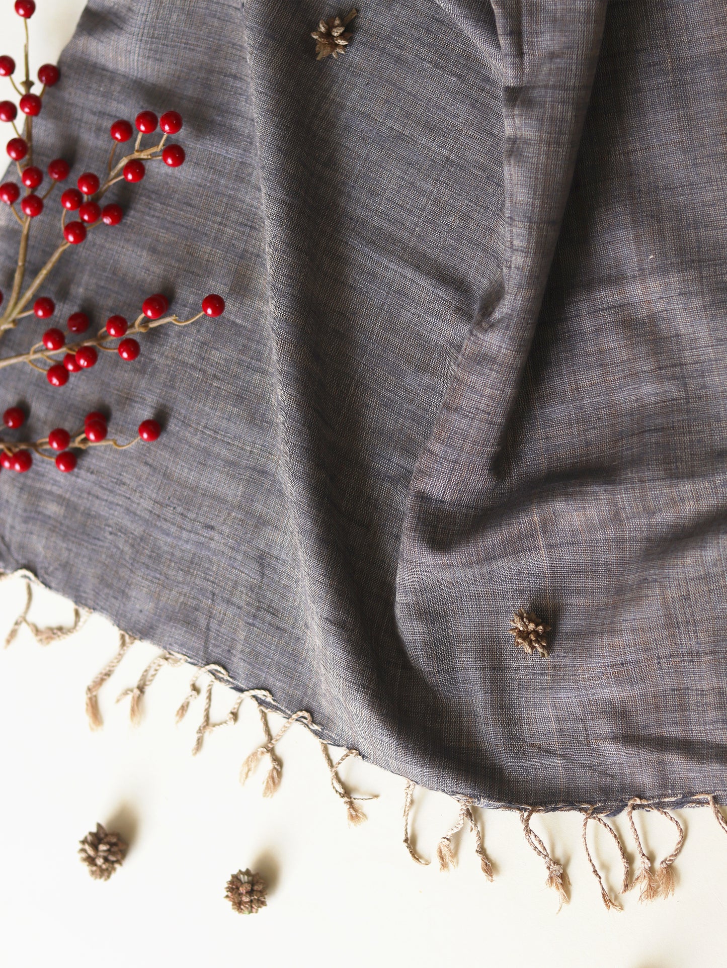 Ahimsa Silk Scarf in brown and grey