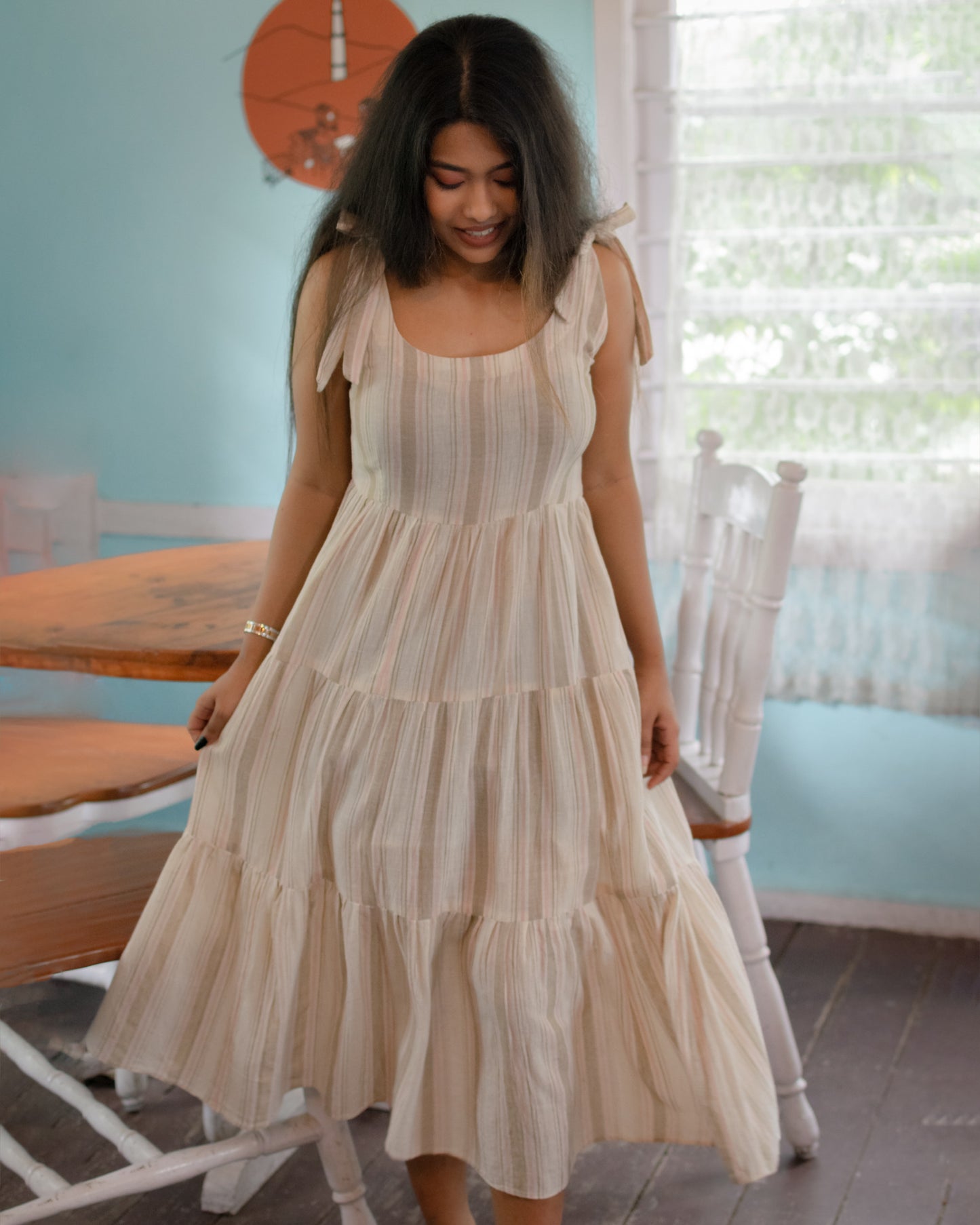 Tiered midi dress for women