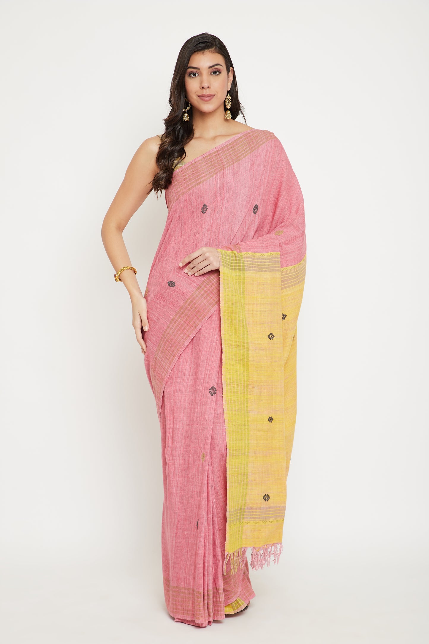 Pink handwoven Eri silk saree