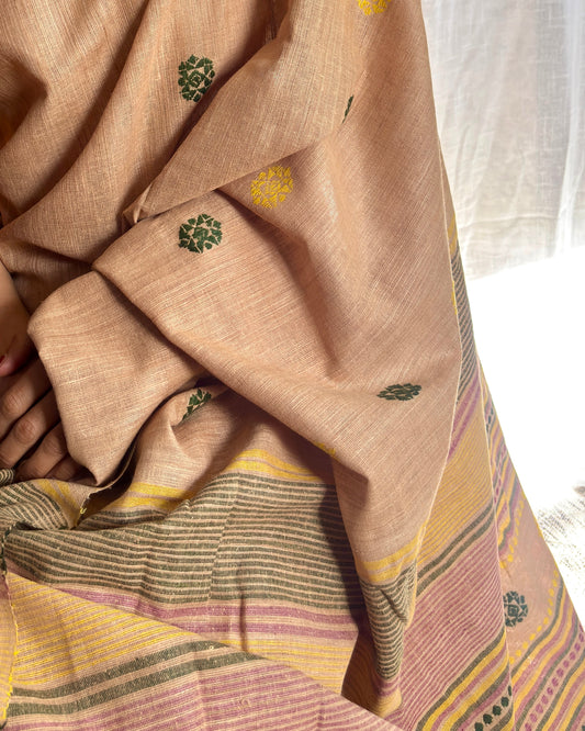 brown ahimsa handloom silk saree from assam