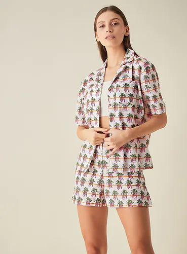 women wearing soft cambric cotton half sleeve shirt and shorts