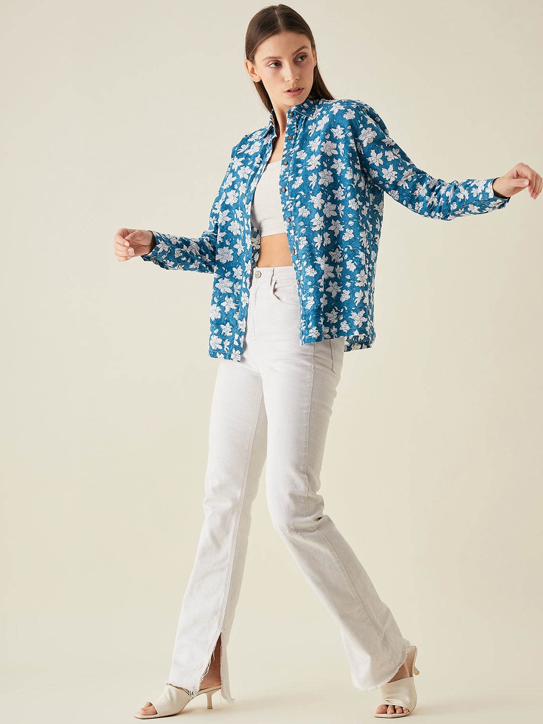 Regular fit full sleeved shirt for women | Blue