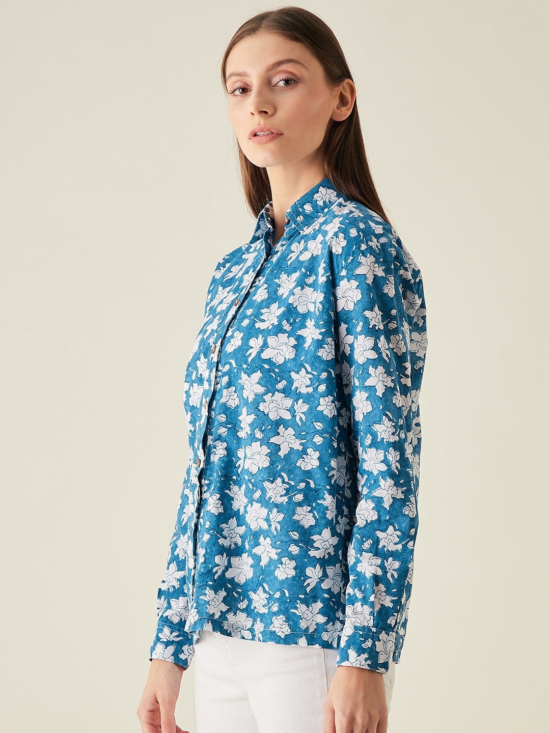 Regular fit full sleeved shirt for women | Blue