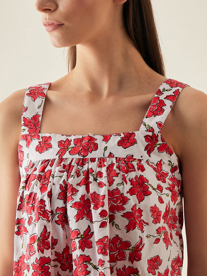 Set of 2- Block Print Cotton Red Co-ord Set