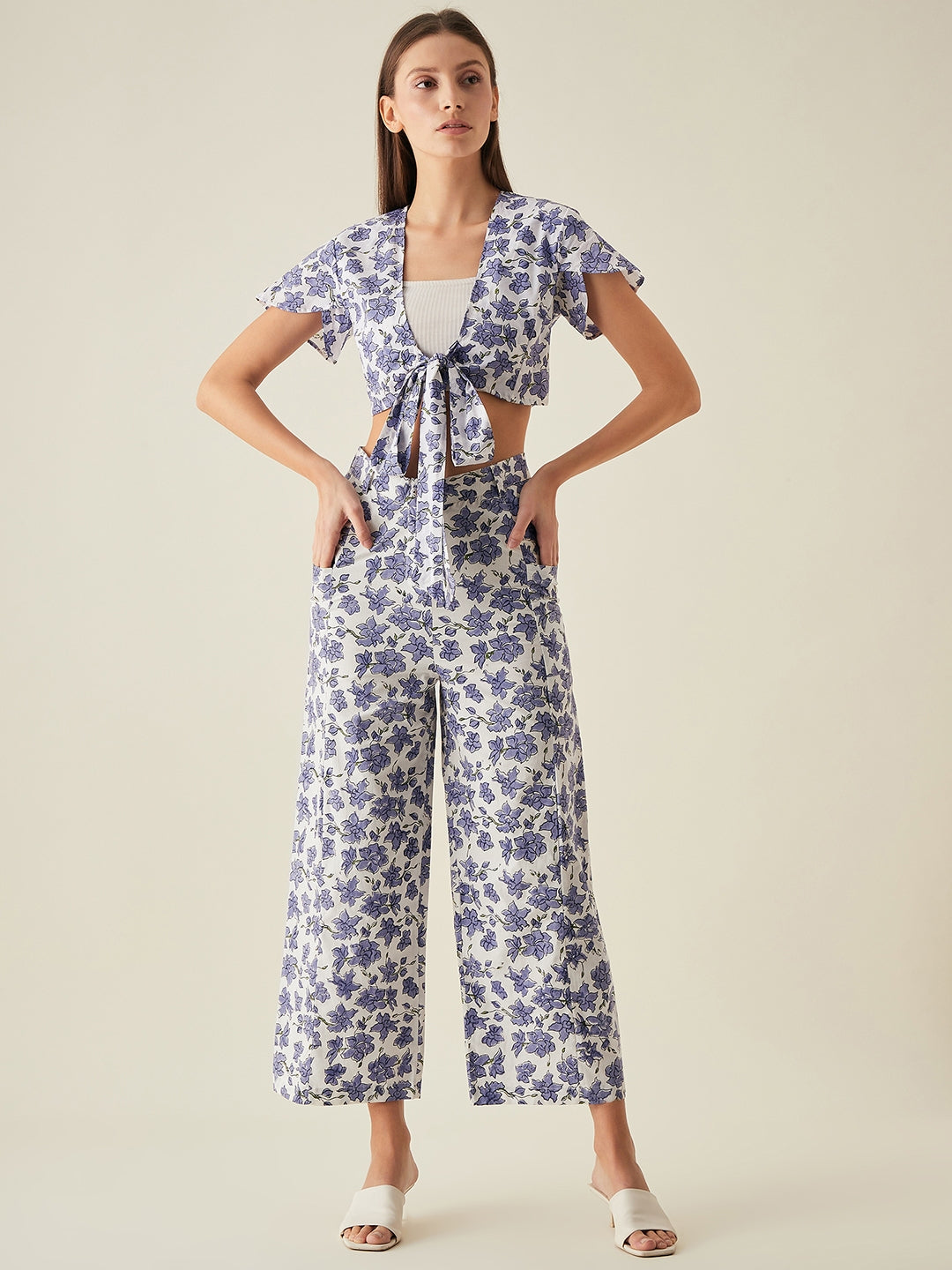 Pure Cotton Crop top and Pants Co-ord Set