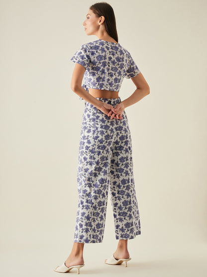 Pure Cotton Crop top and Pants Co-ord Set