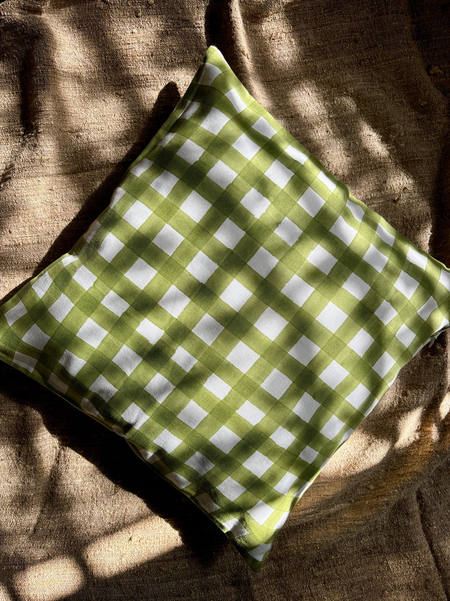 Cotton Cushion Cover | Checks Print | Avocado Green